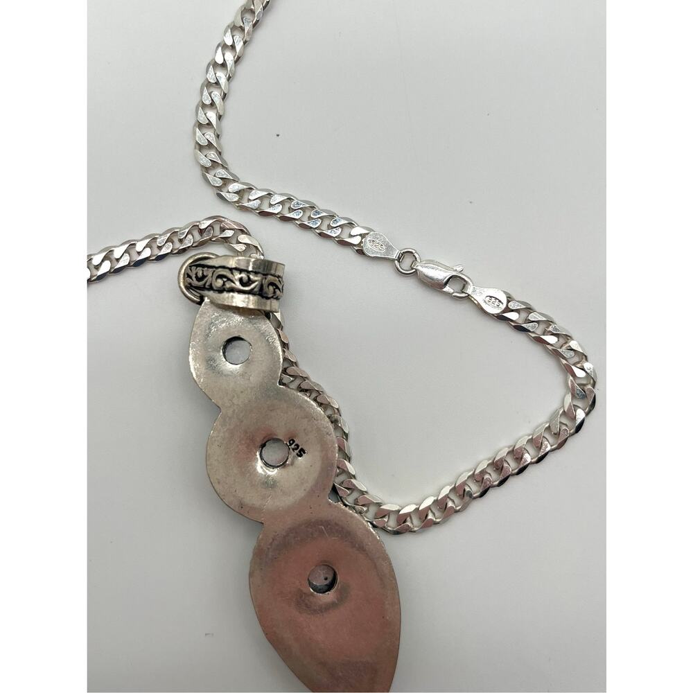 925 Sterling Stamped Mermaid Snake Scales, Iridescent Pendant On 18" Italy 925 - Picture 4 of 11